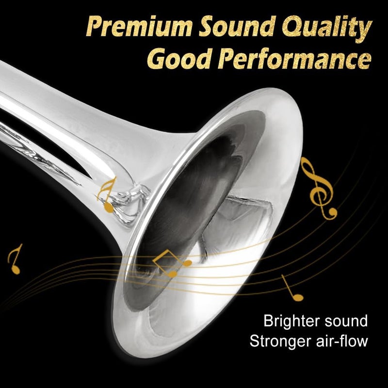 YoungMonic Bb Standard Trumpet Set for Beginners or students with Carrying Hard Case, 7C Mouthpiece, Cleaning Cloth and Gloves - Image 3